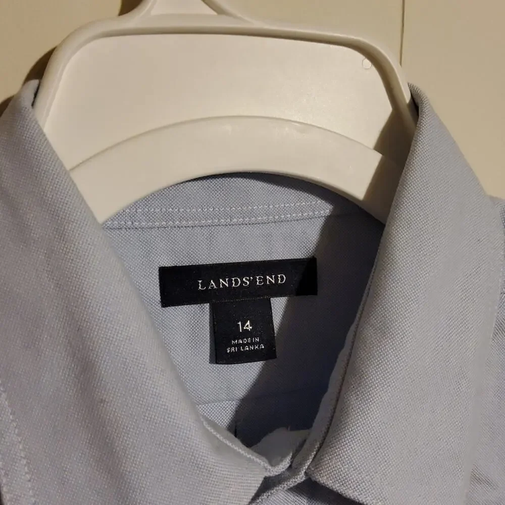Lands End boys Muslin button down 14
